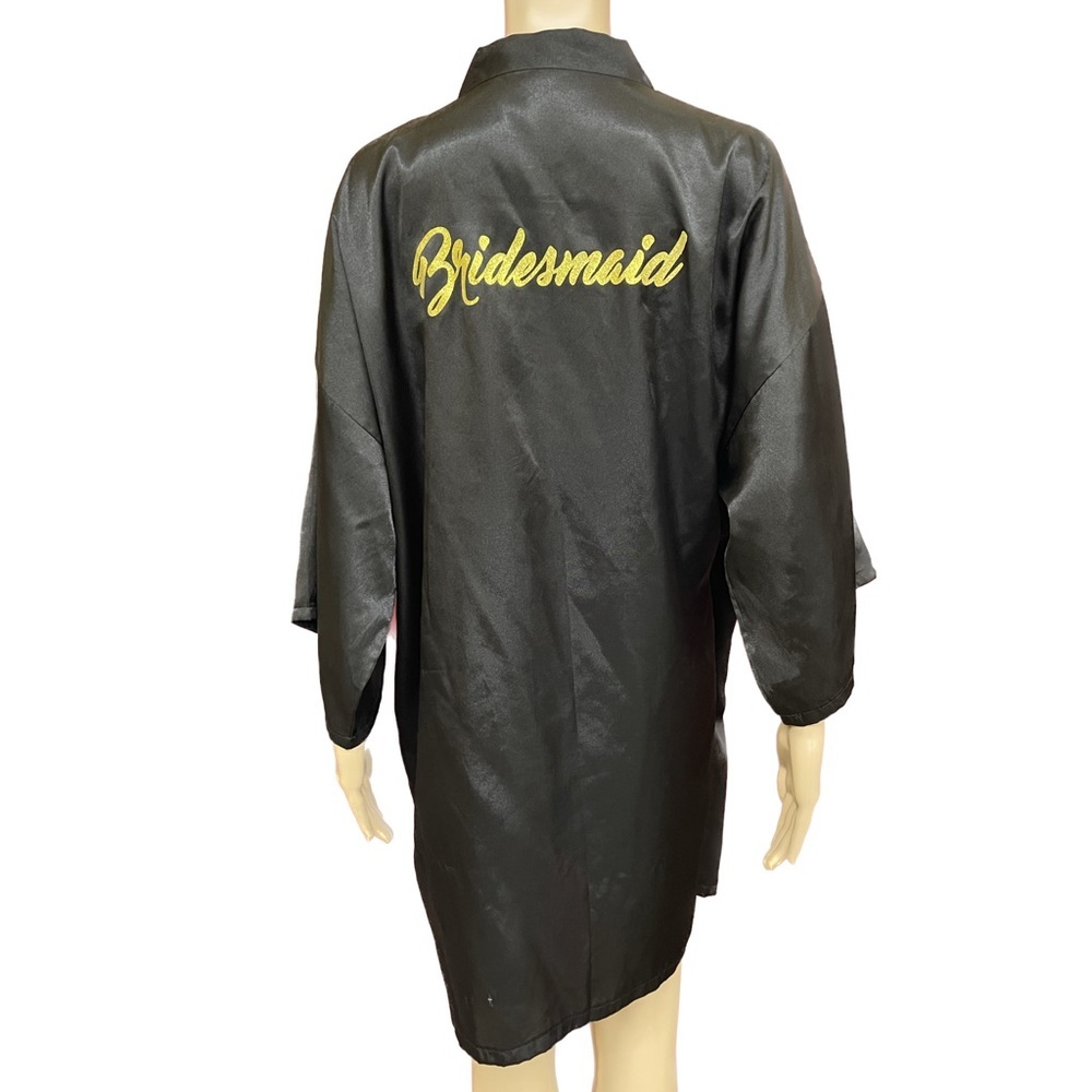 Black Satin Bridesmaid Dressing Gown Size XXL